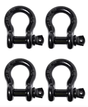 Alfa Wheels 183884122314 4 Pack 5/8 Inch Black Bow Shackle D-ring W 3/4 Clevis Screw Pin Wll 7000 Lbs