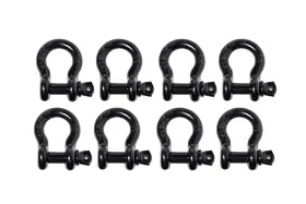 Alfa Wheels 183884122932 8 Pack 5/8 Inch Black Bow Shackle Tow D-ring W 3/4 Clevis Screw Pin Wll 7000 Lbs