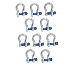 Alfa Wheels 784956424850 10 Pack 5/8 Inch Galv Blue Bow Shackle D-ring W 3/4 Clevis Screw Pin Wll 7000 Lbs
