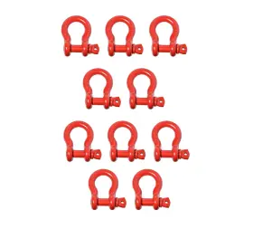 Alfa Wheels 784956424867 10 Pack 5/8 Inch Red Bow Shackle Tow D-ring W 3/4 Clevis Screw Pin Wll 7000 Lbs
