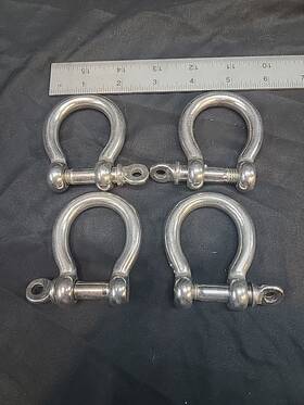 Alfa Wheels Bs3/8ss 4 Pcs 3/8 Inch Anchor Shackle D Clevis Bow Ring 316 Stainless Steel Sailboat Rigging