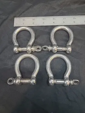 Alfa Wheels Bs3/8ss 4 Pcs 3/8 Inch Anchor Shackle D Clevis Bow Ring 316 Stainless Steel Sailboat Rigging