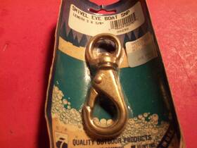 Attwood 022697002631 Fixed Eye 3/8 Inch X 3 Brass Sail Snap Hook Clip Shackle New Oem Cv13