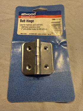 Attwood 12080-3 Stainless 2 Inch Butt Hinge 1 Pair