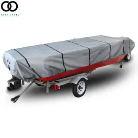 Apo209424 Autoooparts 14ft Jon Boat Cover Gray 600d Water Proof Trailerable For