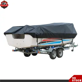 Ber187800 Berliii Boat Cover 20-22ft Black Trailerable Fishing V-hull Tri-hull Runabout Unused