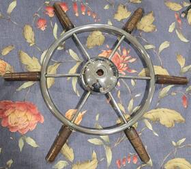 Boat Products Bp-18 Vintage Stainless Steel And Wooden Handles Ship S Wheel / Helm Marine
