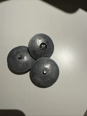 Camp Zinc 836758000401 Set Of 3 Rudder 1-7/8 R-1 Sacrificial Anode. Thru Hole Mount. New Camp Zinc 836758000401 Set Of 3 Rudder 1-7/8 R-1 Sacrificial Anode. Thru Hole Mount. New