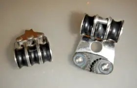 H231-h228 Harken Used - Micro Triples W Becket- Cammatic Cleat / Downhaul Or Backstay Adj