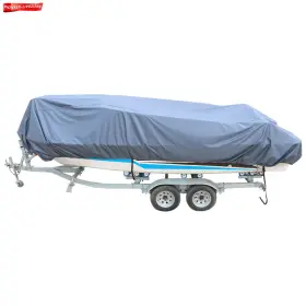 Pn1368767 Labwork-parts New Grey 600d Marine Grade Polyester Canvas Towable Duty Waterproof Boat Cover