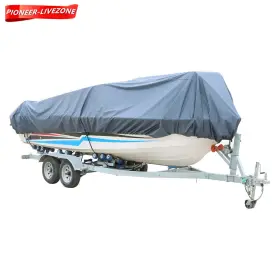 Pn2165884 Labwork-parts Gray Boat Cover Trailerable Fishing Ski Bass V-hull 210d 1pc Waterproof 20-22ft