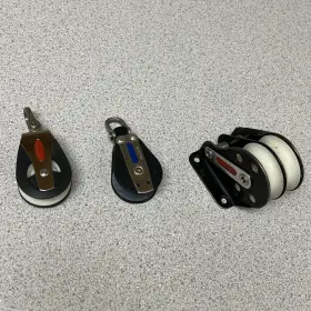 Rf1349 Ronstan Lot Of 3 Sail Boat Pulleys - 2 Single Swivel 1 Double Rope Line Cable