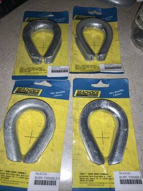 Seachoice 43341 Lot Of 4 Galvanized Wire Rope Style Thimbles - 1/2 Inch Nos