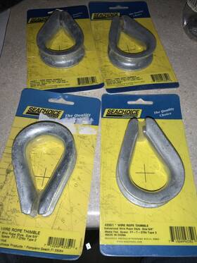 Seachoice 43351 Lot Of 4 Galvanized Wire Rope Style Thimbles - 5/8 Inch Nos