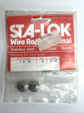 Stalok St11508 Pair-stalok Wire Rope Cones 5/16 Inch Wire-new-old In Package