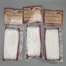 Texsport 049794141704 Braided White Utility Cord 3/16 Inch 50 Ft Lot Of 3
