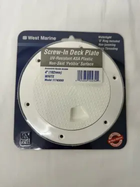 11743093 West Marine Screw In Whte Deck Plate 4 Inch