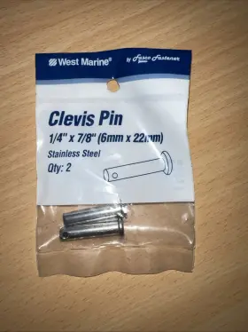 242768 West Marine Clevis Pin 1/4 Inch X7/8 6mm X 22mm Stainless Steel Qty 2 Model