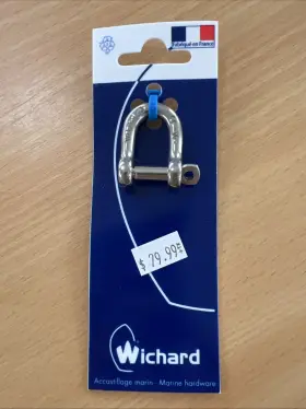Wichard 768536012033 1/4 Inch Self-locking D Shackle #1203 Stainless Steel - Made In France