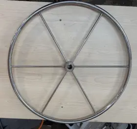 65843 Yacht Specialties Company 28 Inch Stainless Steel Sailboat Steering Wheel 6 Spoke 1 Shaft Good Condition