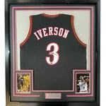 Framed Facsimile Autographed Allen Iverson 33X42 Black Reprint Laser Jersey New. Price: $374.99.