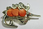 Vtg Pointy Long Nose Sea Animal Fish Brooch Pink Rhinestone Orange Gold Pre-owned. Price: $7.25.