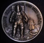 1969 First Walk Moon Neil Armstrong Longines 925 Silver Art Bar Round C2502. Price: $340.00.