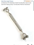 Jy-marine 316 Stainless Steel Turnbuckle Jaw & 3/8 New. Price: $12.19.