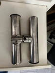 2 West Marine 10" High Fishing Rod Holders To Clamp Boat's Steel Rails New. Price: $50.00.