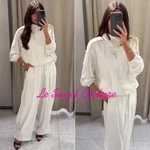 Zara Woman SS26 Oyster-white Flowy Pants With Adjustable Hem Set 2508/613/251 New. Price: $73.90.