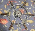 Vintage Stainless Steel & Wooden Handles Ship Wheel / Helm Marine Boat Used. Price: $75.00.