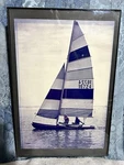 Framed Hobie 16 Catamaran Racing Photo Cyanotype Cool Tone Nautical Sailboat Used. Price: $79.99.